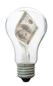 Light bulb with dollar